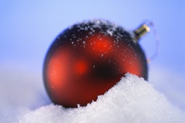 Red Christmas Tree Ornament in Snow